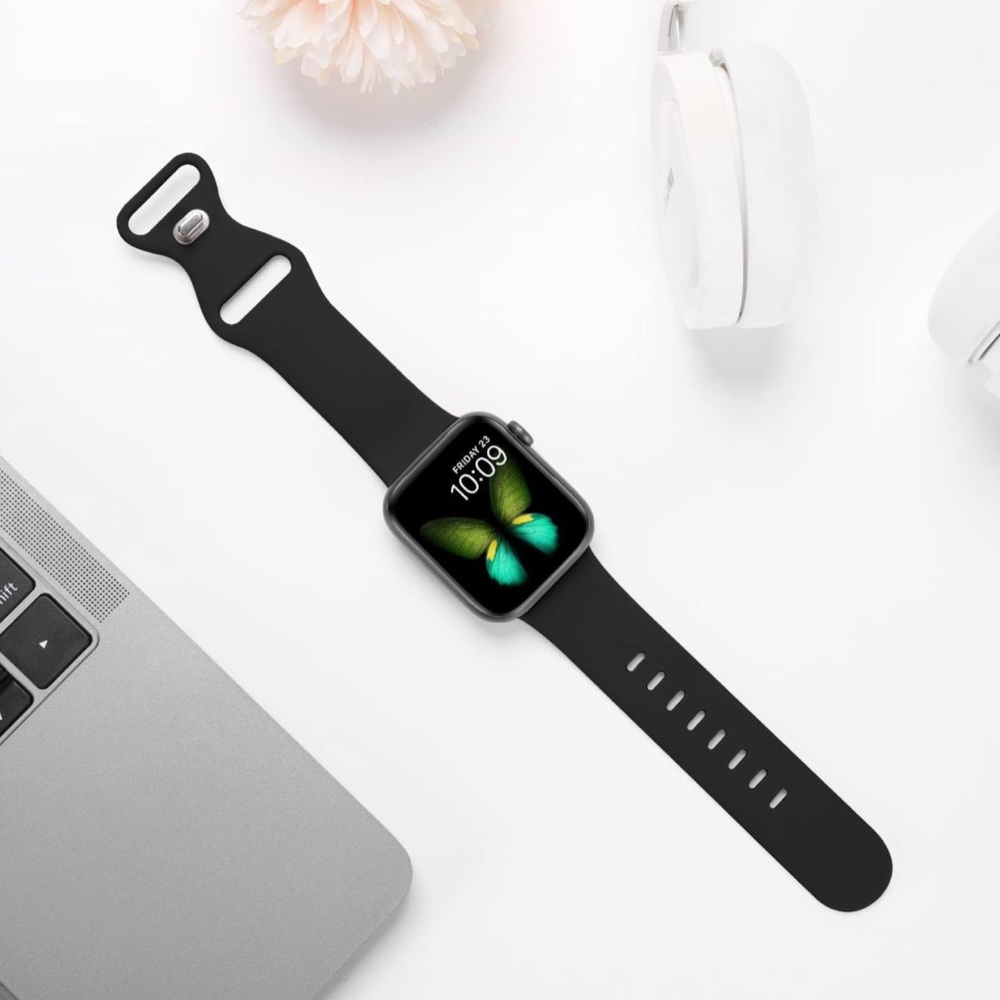 Waterproof Soft Silicone Replacement Sport Bands - Black, 38/40/41mm - S/M